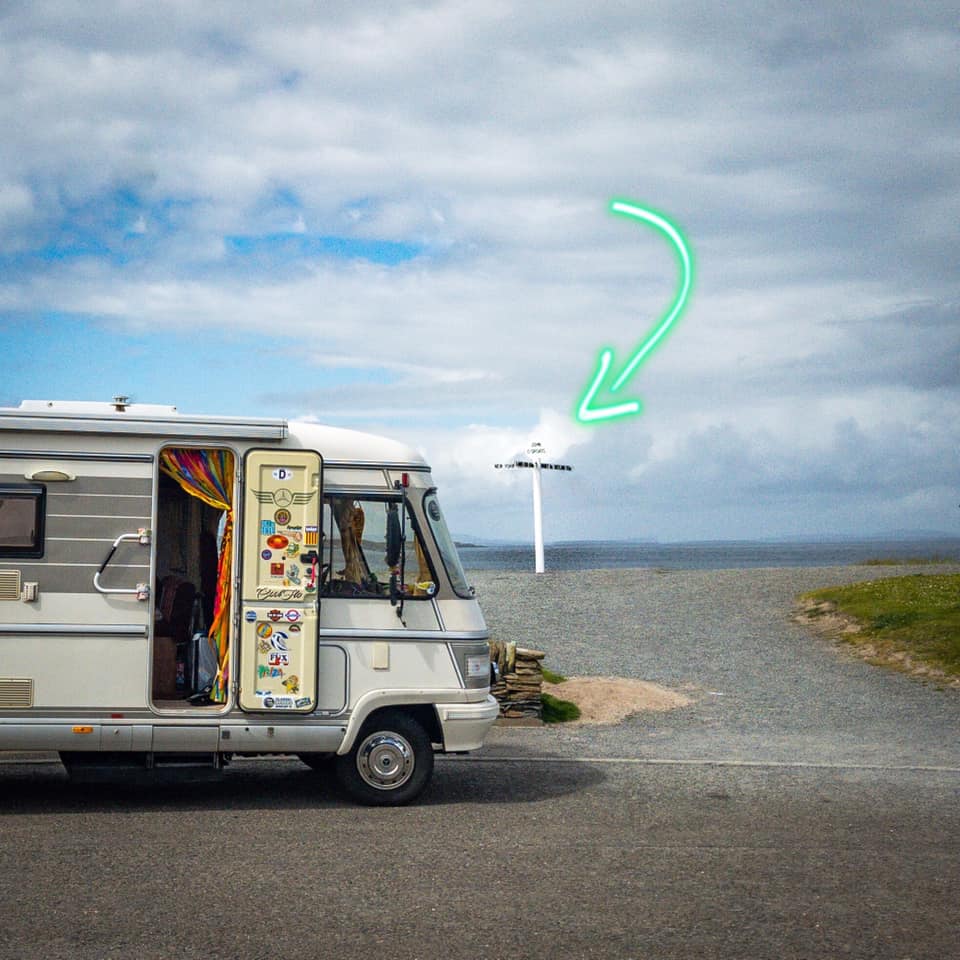Hymer S670 at John O'Groats in the Scottish Highlands