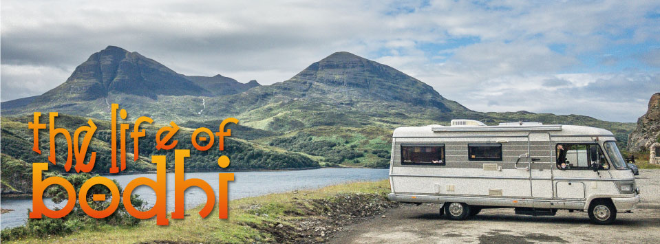 The Life of Bodhi header image - Hymer S670 and Quinag mountain in the Scottish Highlands